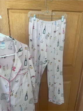 Bedhead pink Pajama Top with Breakfast Print